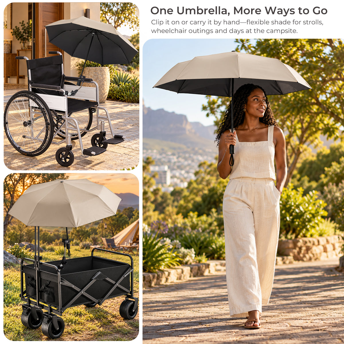 Foldable Sun Shade Umbrella with Adjustable Clamp