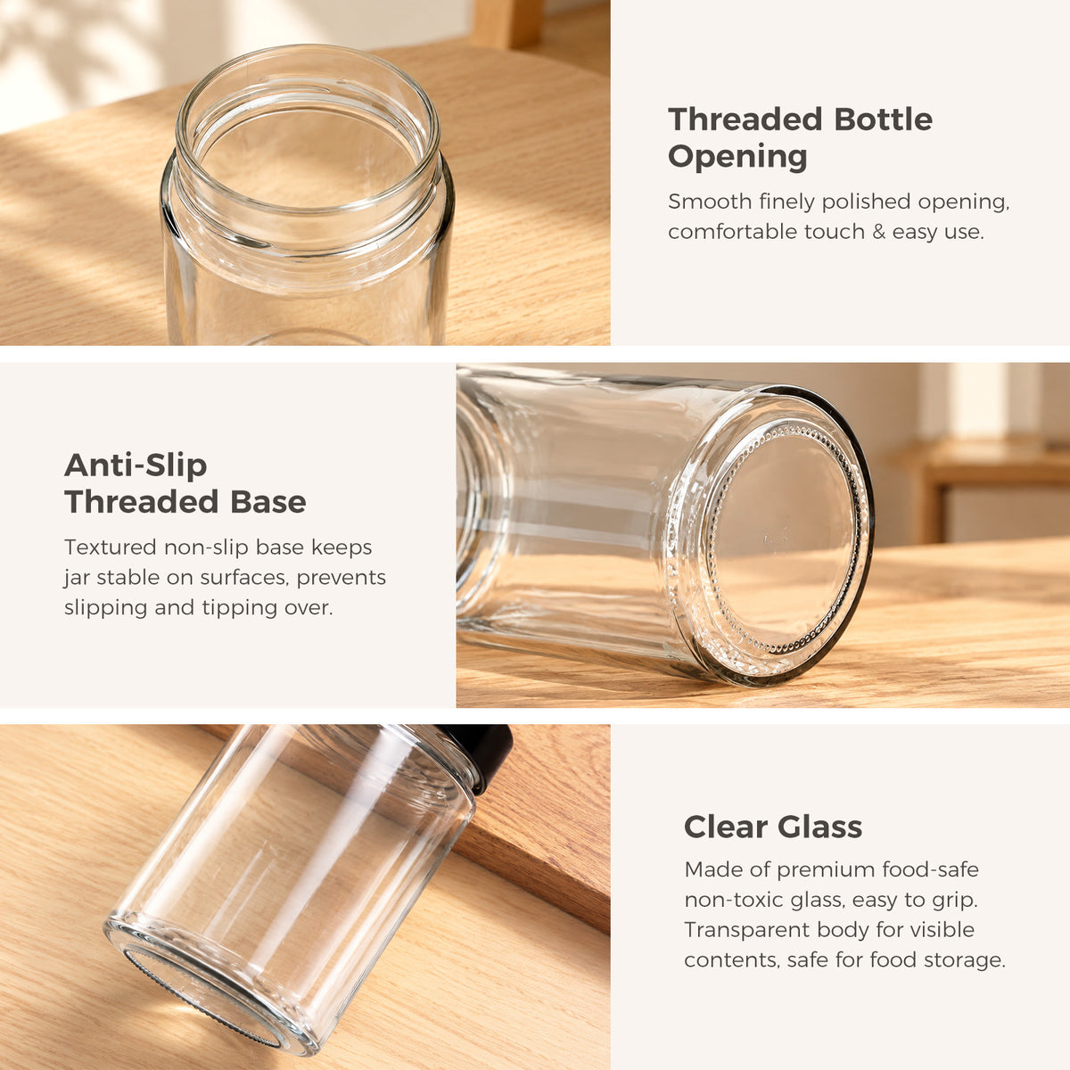 280ml Glass Storage Jars with Black Lids