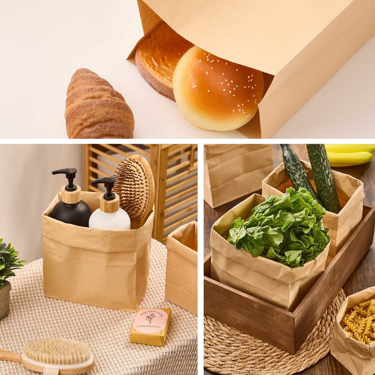 Kraft Paper Lunch Bags - 50 Pack (24x13cm)