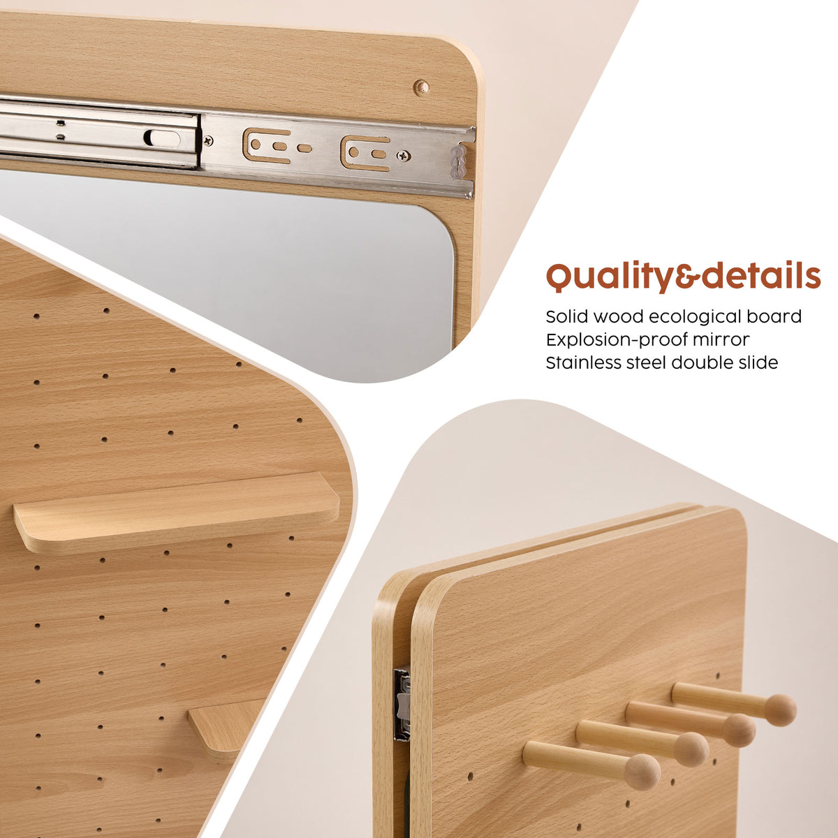 Sliding Mirror with Pegboard Storage