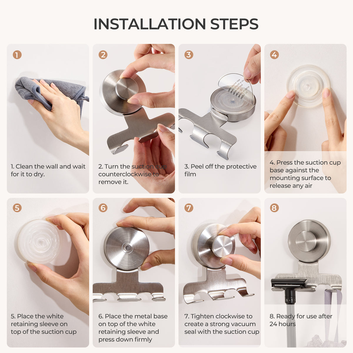 Suction Razor Holder - Silver - 2 Pack