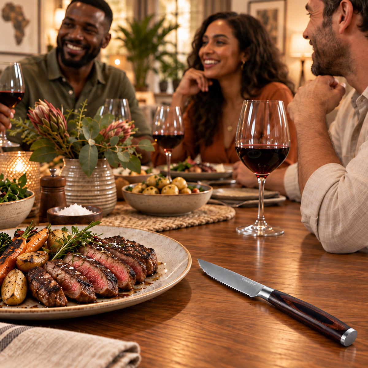 Wooden Handle Steak Knife - Set of 4