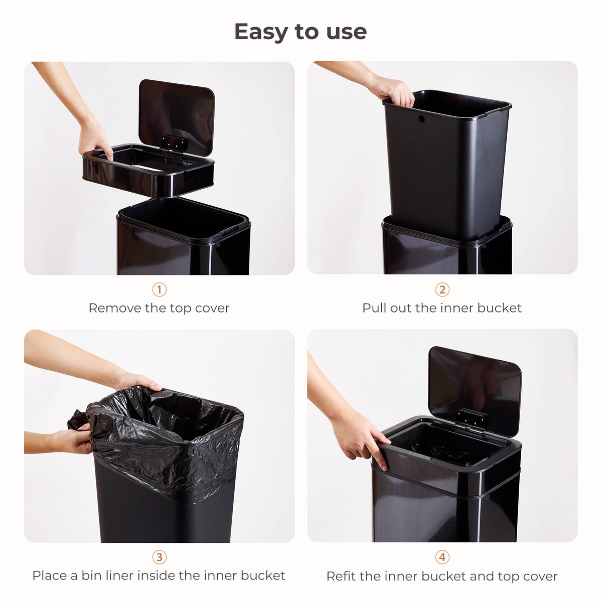 50L Stainless Steel Touchless Sensor Bin