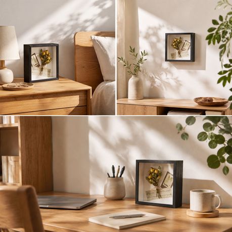 Black 20cm Shadow Box Frame - 3D Deep Display Case (2 Pack)