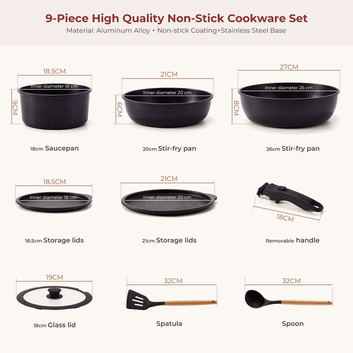 9-Piece Non-Stick Cookware Set