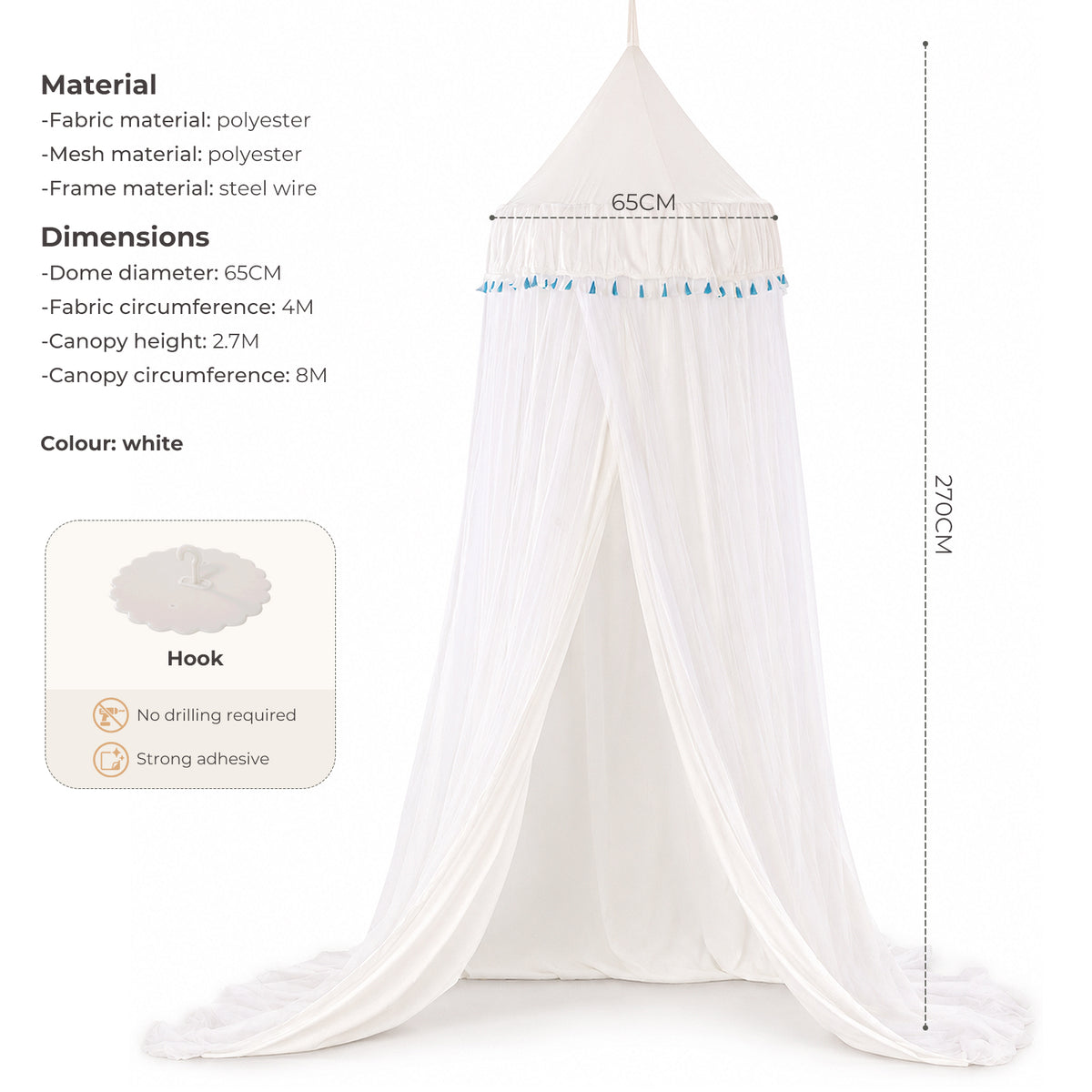 White Kids Double-Layer Bed Canopy Mosquito Net