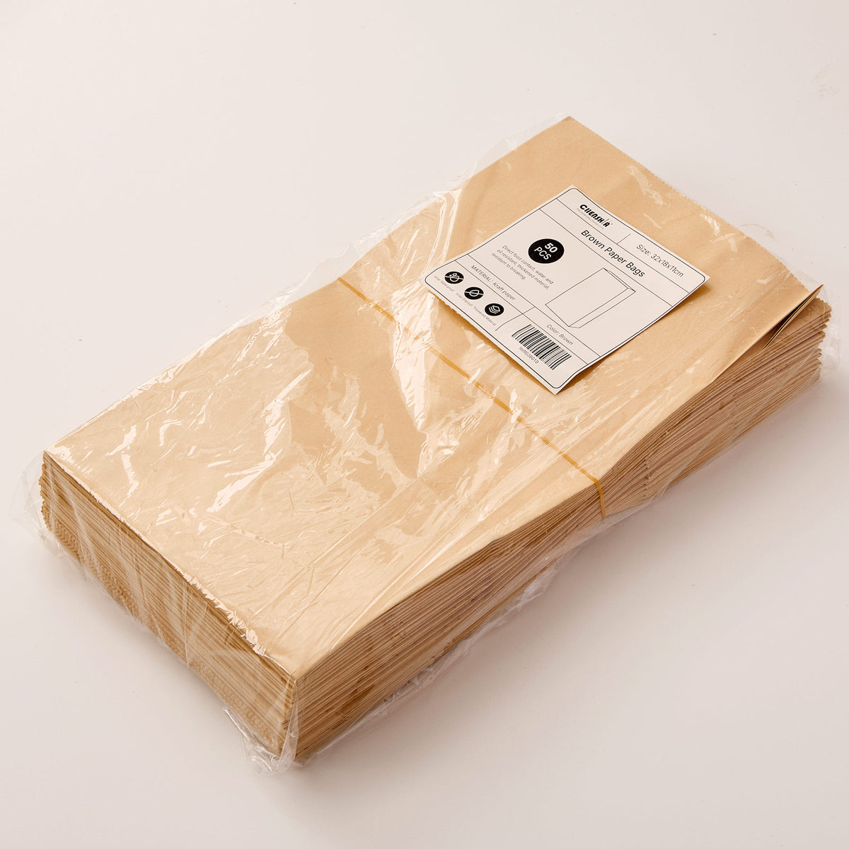 Kraft Paper Lunch Bags - 50 Pack (24x13cm)