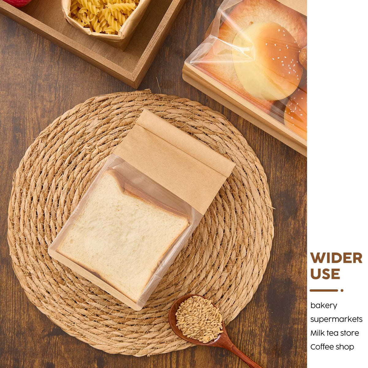 Kraft Paper Bags with Window – 50 Pack (28cm x 13cm)