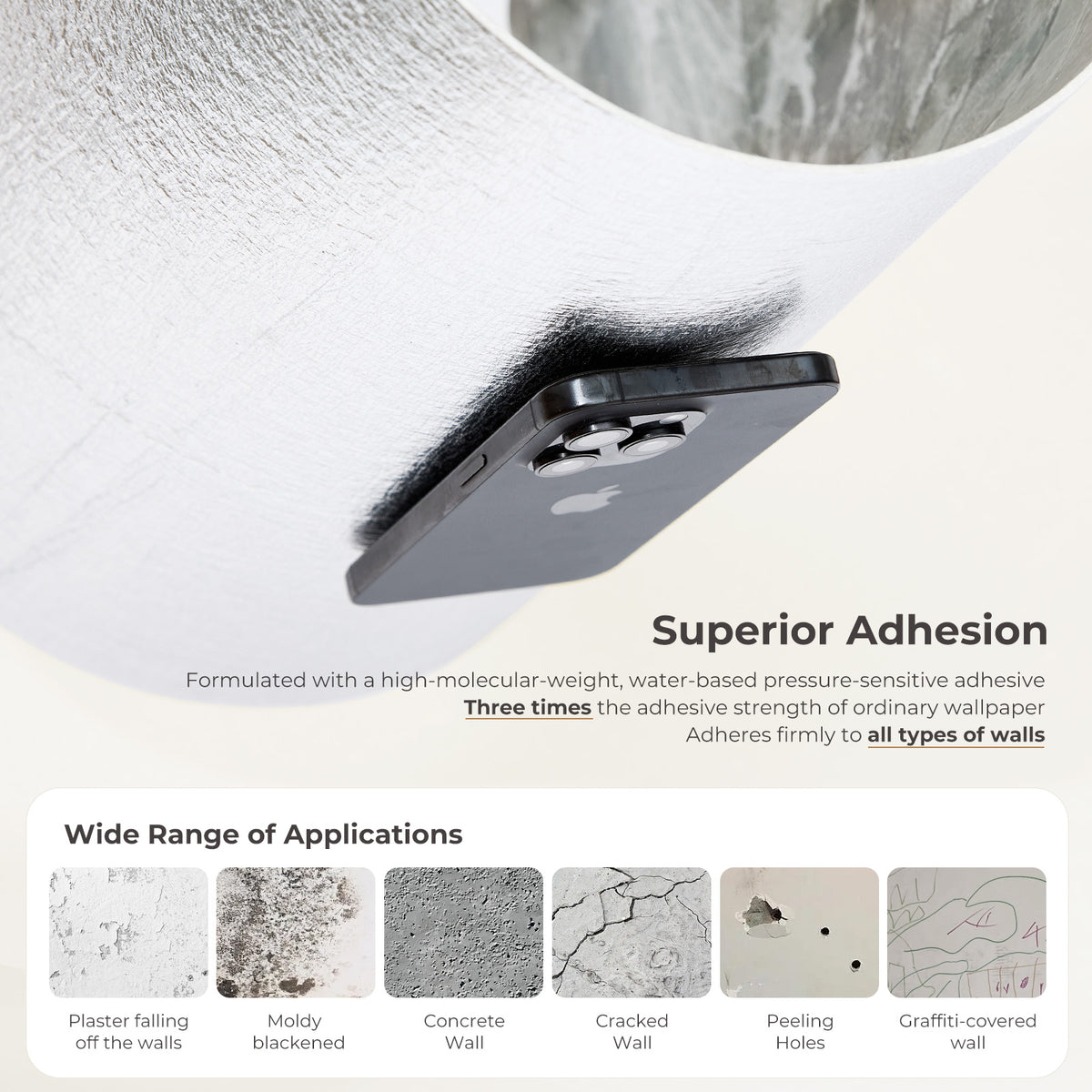 Grey Marble-Effect Self-Adhesive Vinyl Roll | 40 cm × 3 m