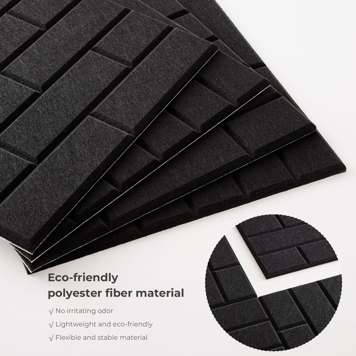 Self-Adhesive Acoustic Felt Panels | 12-Pack | 30 × 30 cm