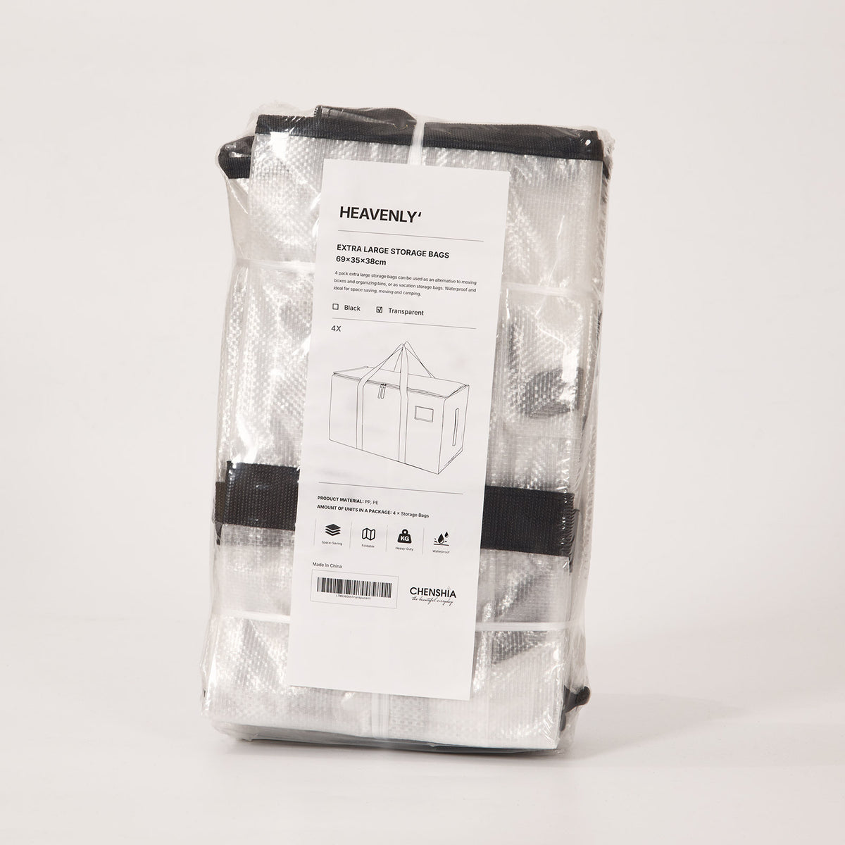 Heavy-Duty Reusable Moving Bags - 4 Pack