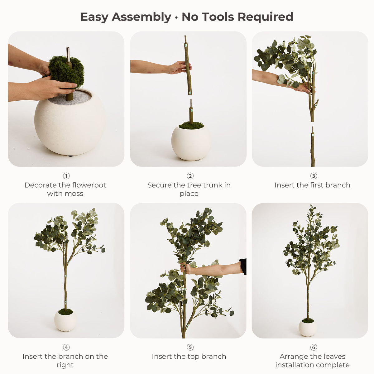 180cm Artificial Eucalyptus Tree with White Planter
