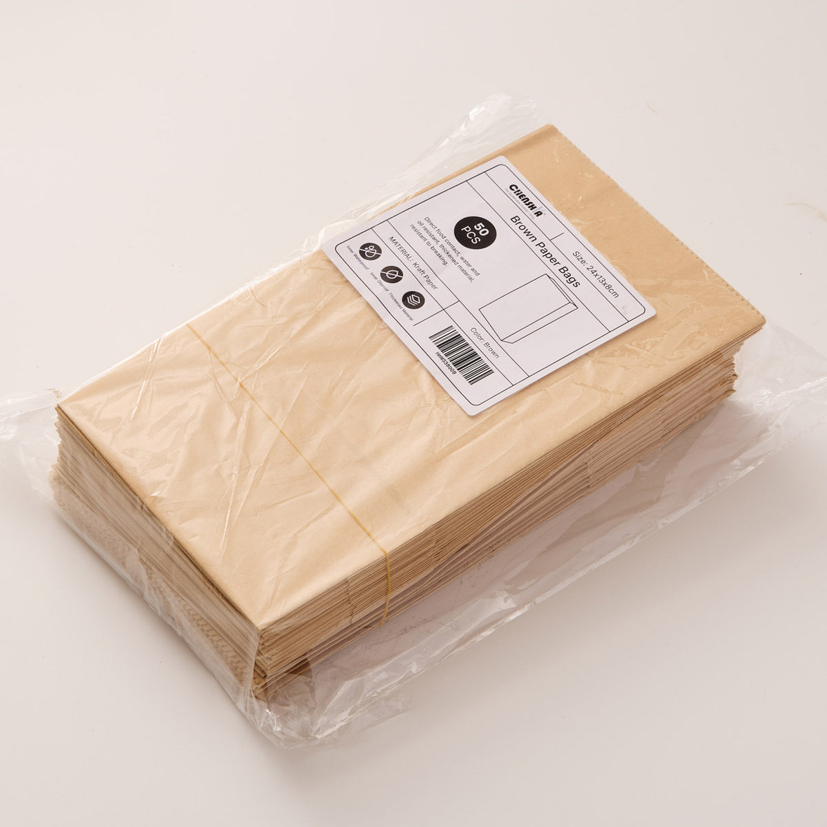 Kraft Paper Lunch Bags - 50 Pack (24x13cm)