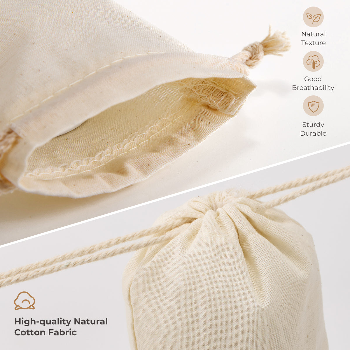 Cotton Drawstring Bags with Tags 9 x 12 cm - 50 Pack