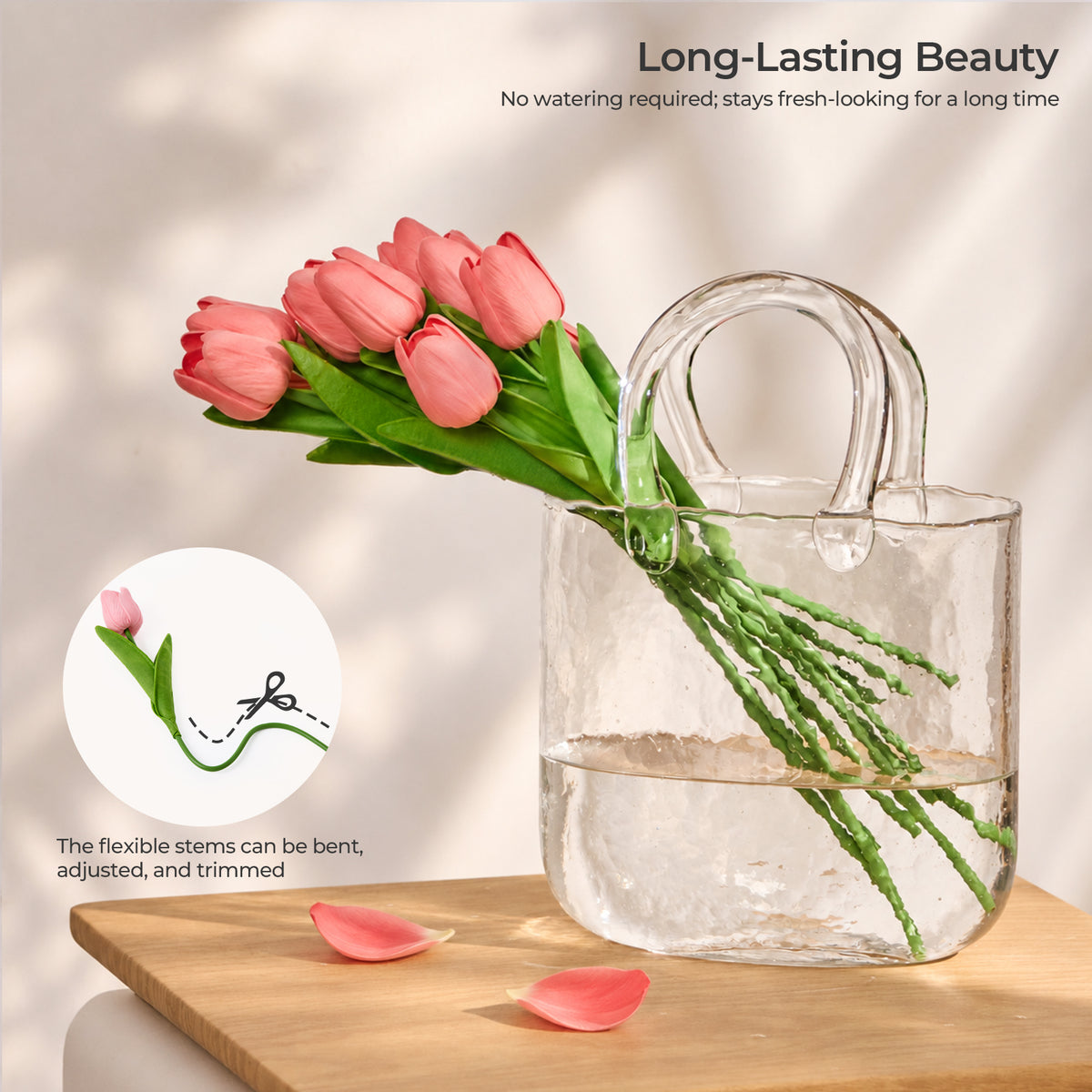 Artificial Tulips - Pink, 30 Stems