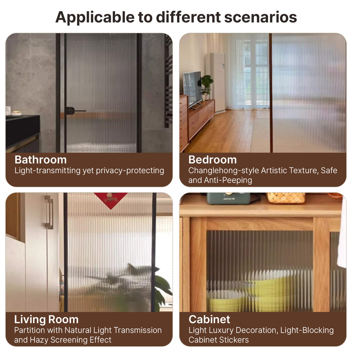 Reeded Glass Static Cling Privacy Window Film - 50 cm × 5 m