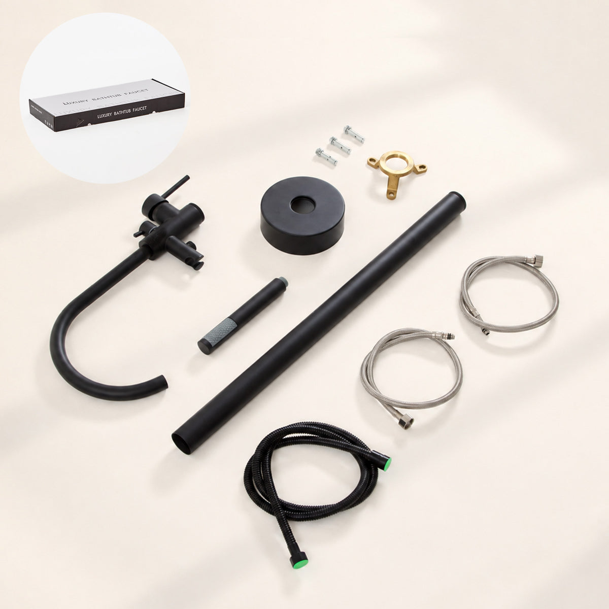 Freestanding Bath Mixer & Handheld Shower - Round