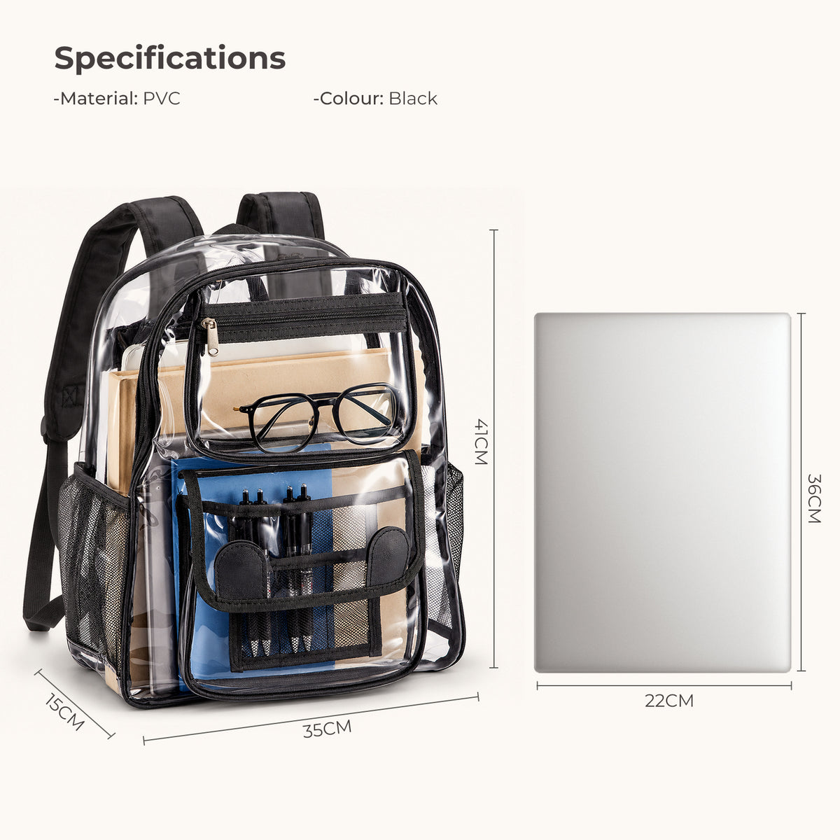 Clear PVC Backpack - Waterproof Transparent Travel Bag