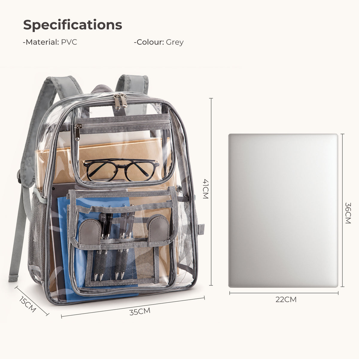 Clear PVC Backpack - Waterproof Transparent Travel Bag