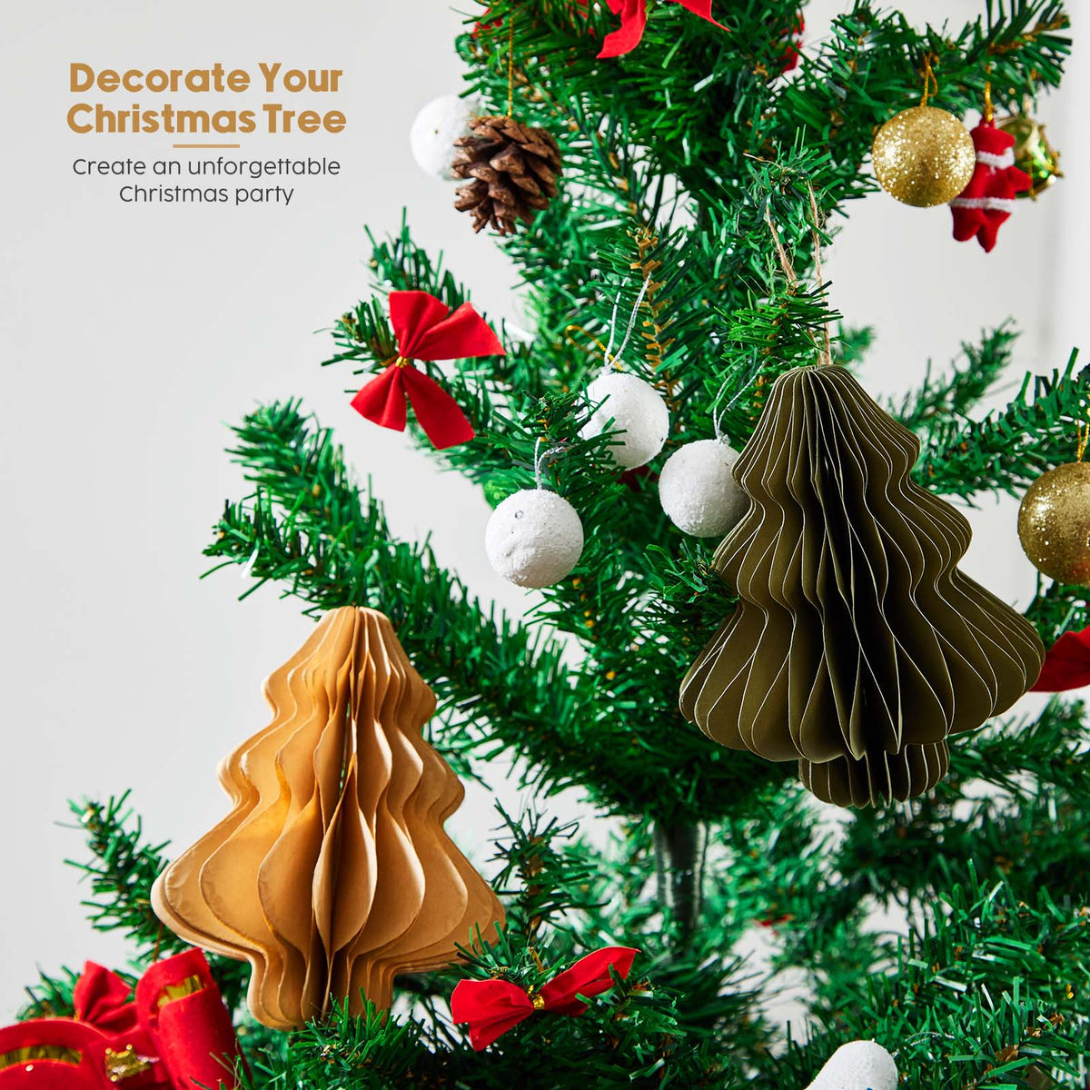 3D Honeycomb Paper Christmas Trees - 6 Pack