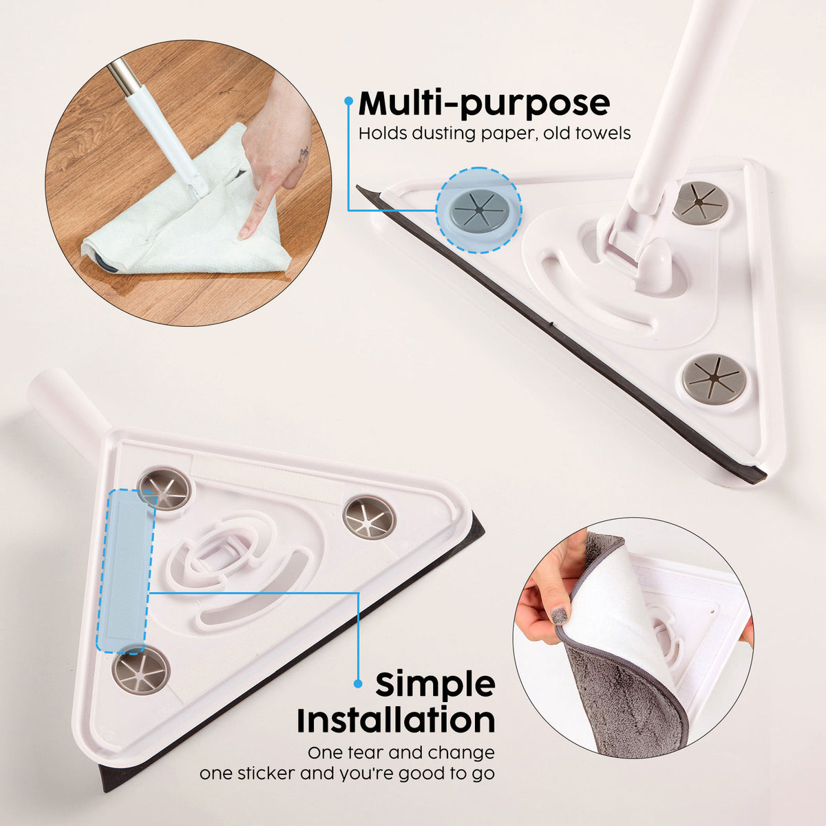 3-in-1 Window Cleaning Kit with Squeegee and Telescopic Pole