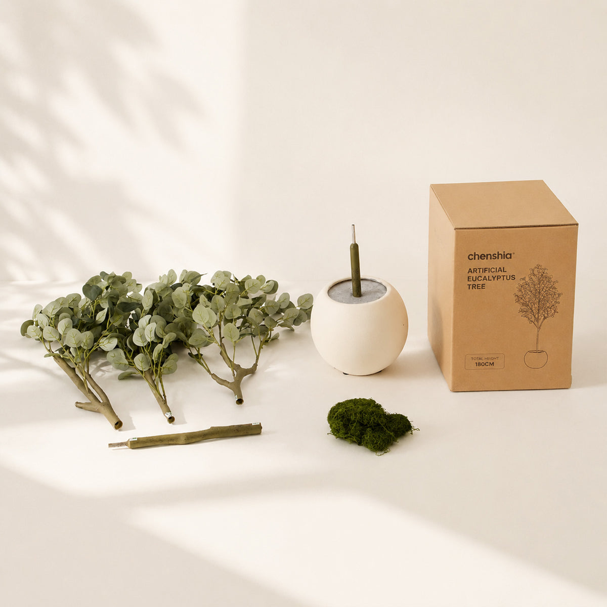 180cm Artificial Eucalyptus Tree with White Planter