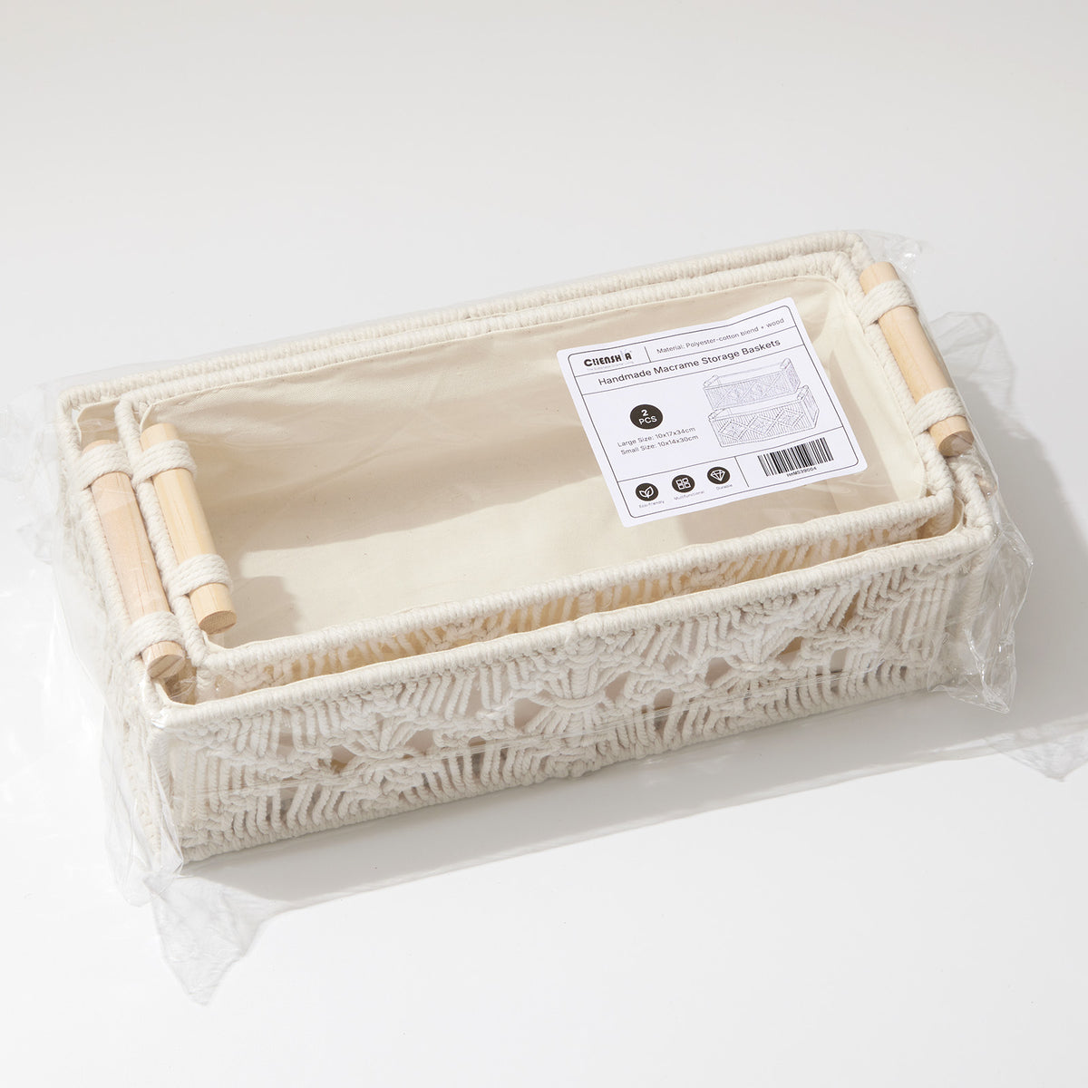 Macramé Cotton Rope Storage Baskets – Set of 2