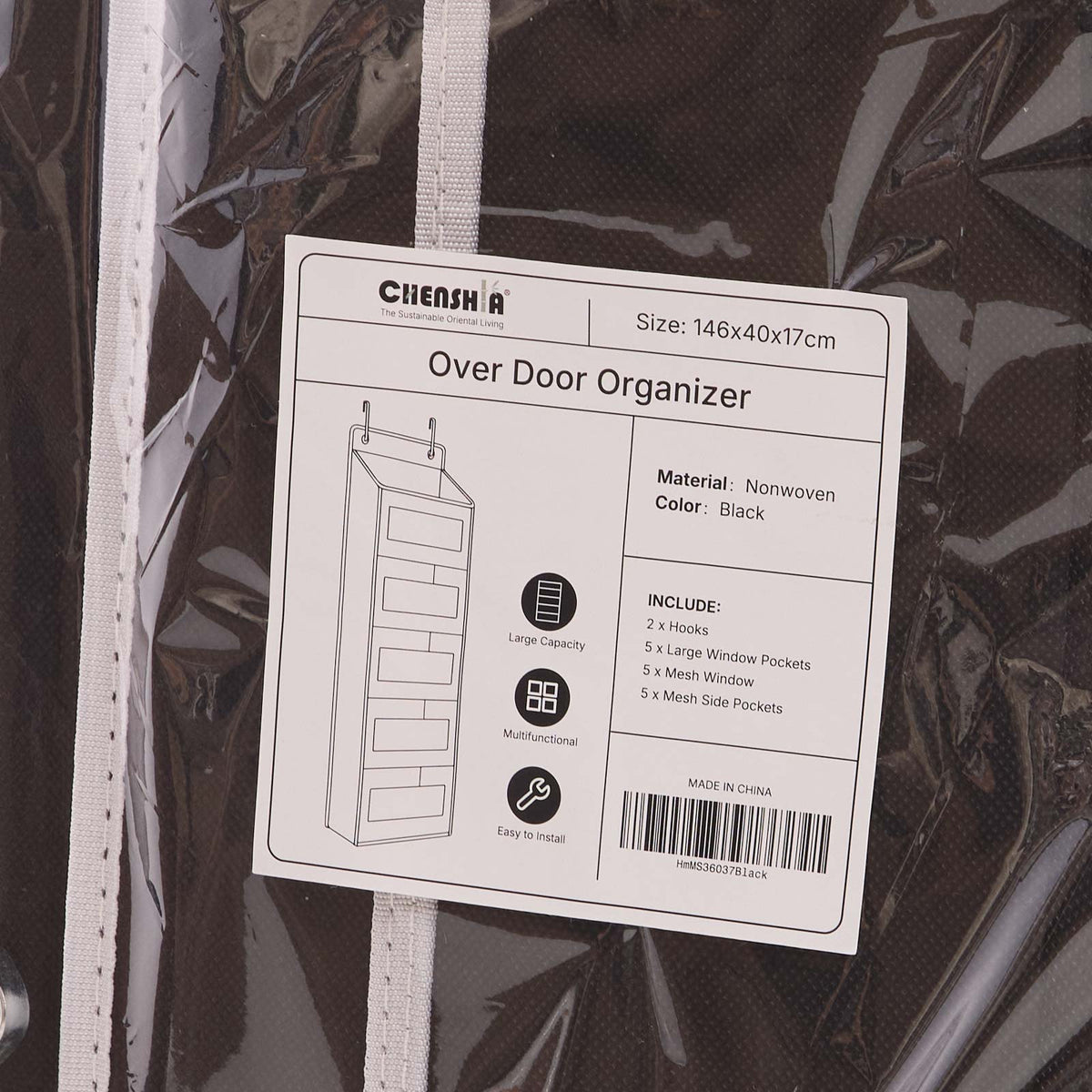 5-Tier Over-Door Storage Organiser – Black