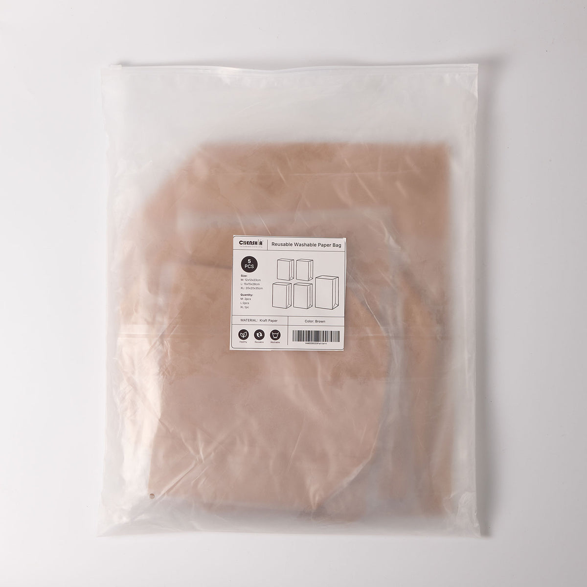 Waxed Kraft Paper Storage Bags - 5 Pack