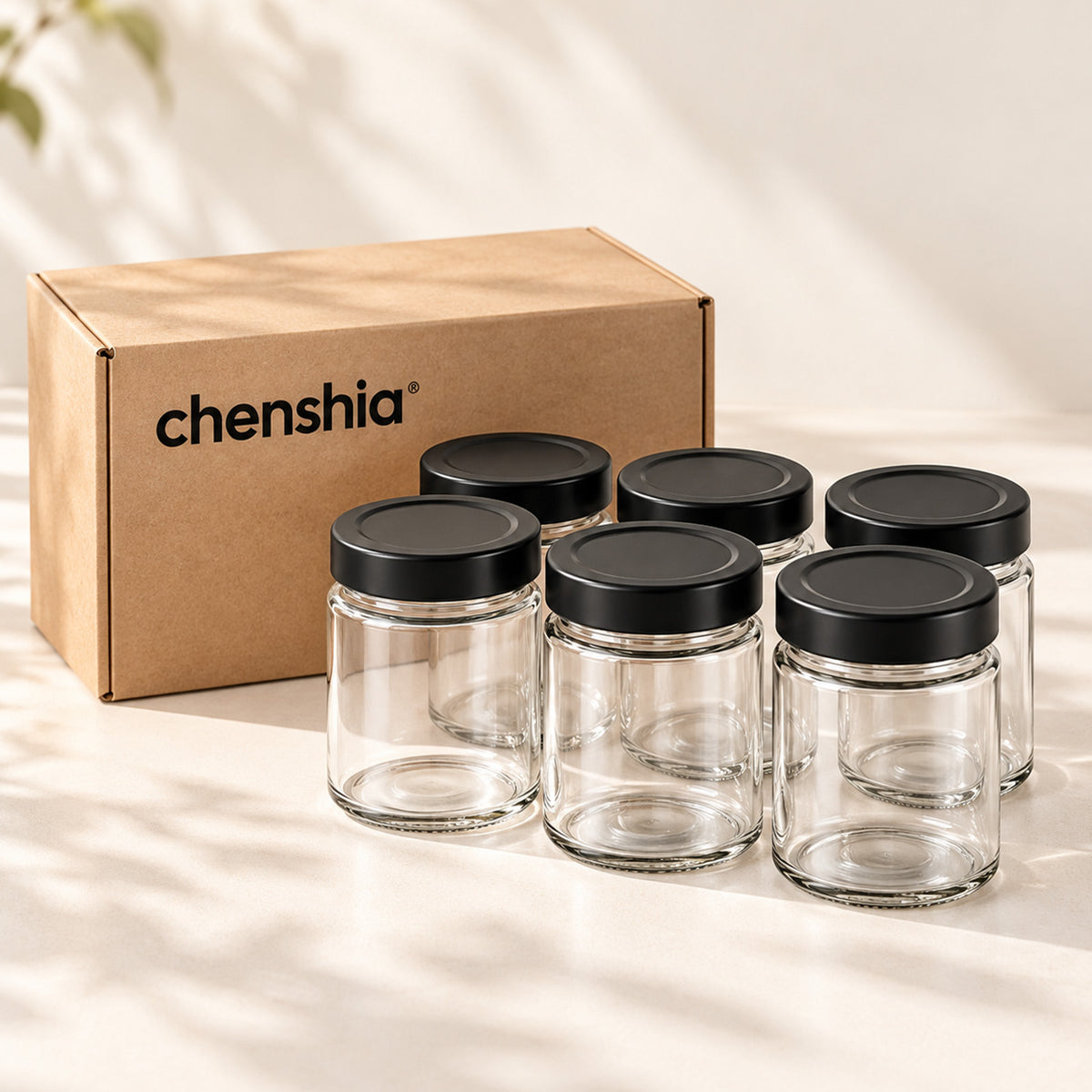 280ml Glass Storage Jars with Black Lids