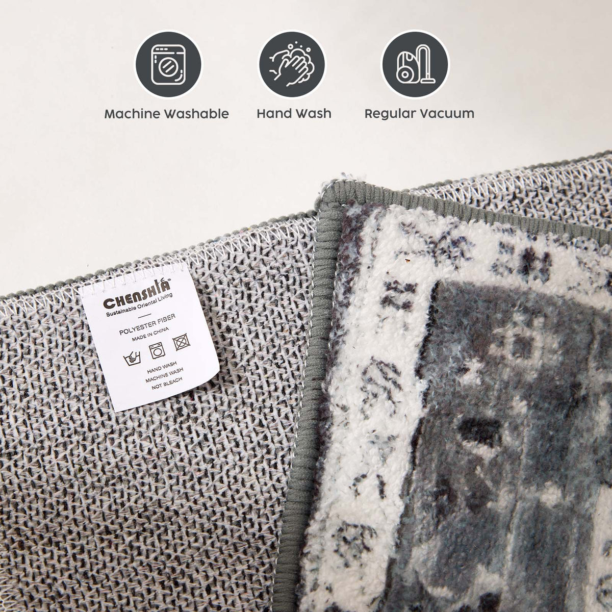 Washable Boho Rug – Grey