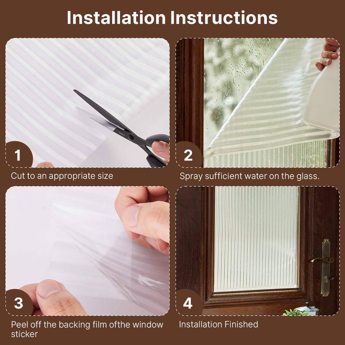 Reeded Glass Static Cling Privacy Window Film - 50 cm × 5 m