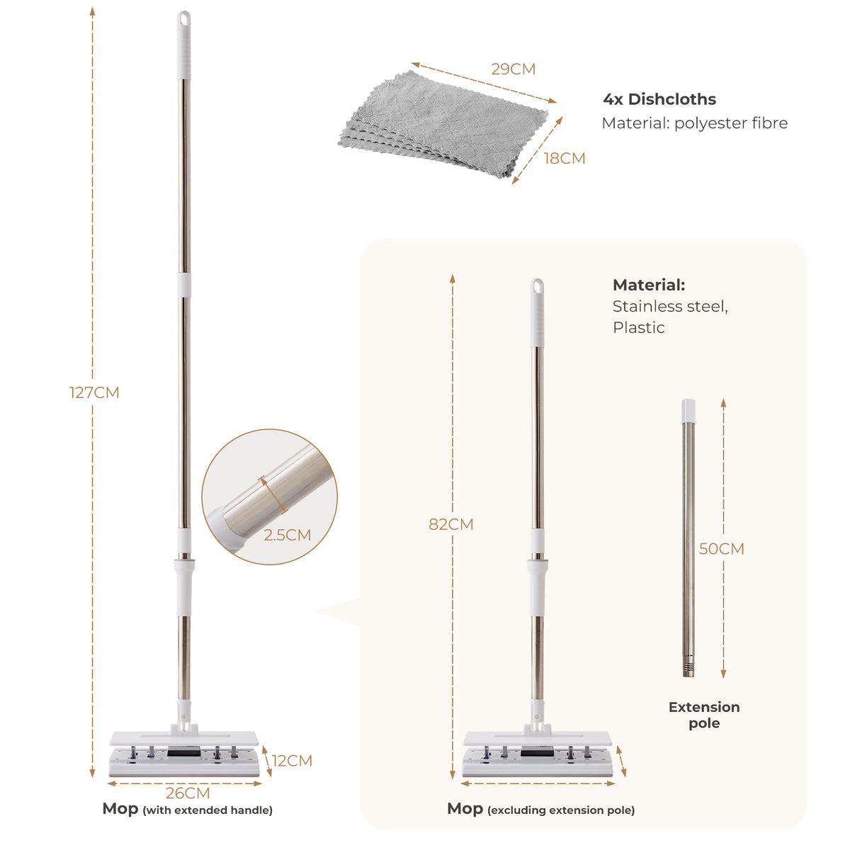 Snap-Grip Flat Mop - Zero-Touch Cloth Release
