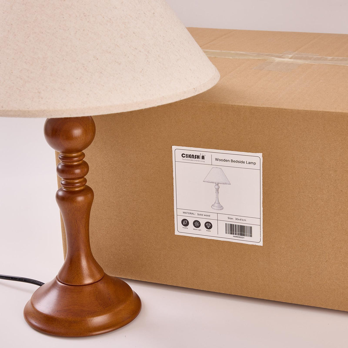 Bedside Table Lamp with Linen Shade