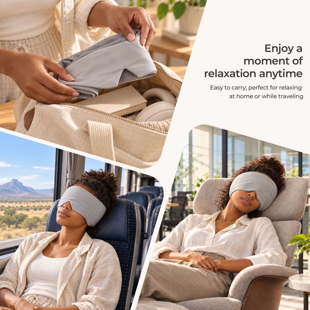 Weighted Eye Mask with Reversible Cool and Fleece Sides - Grey