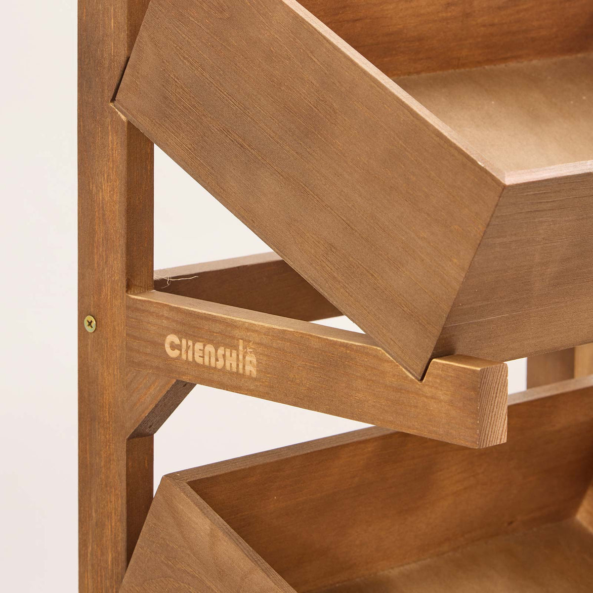 3-Tier Pine Wood Basket Display Stand