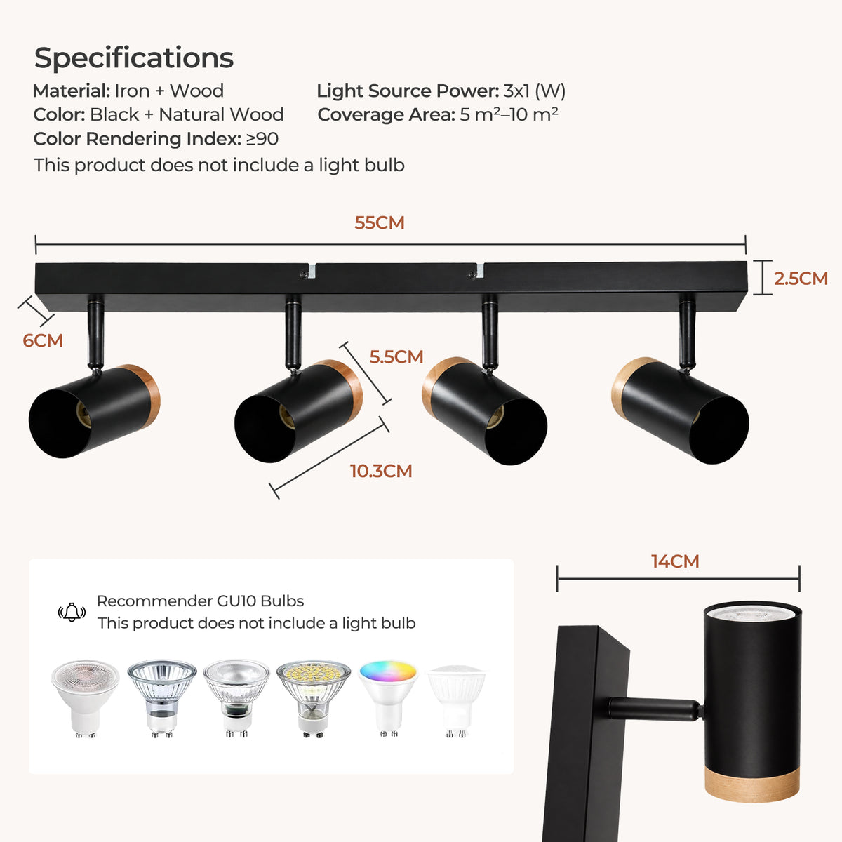 4-Head Adjustable Spotlight Ceiling Light