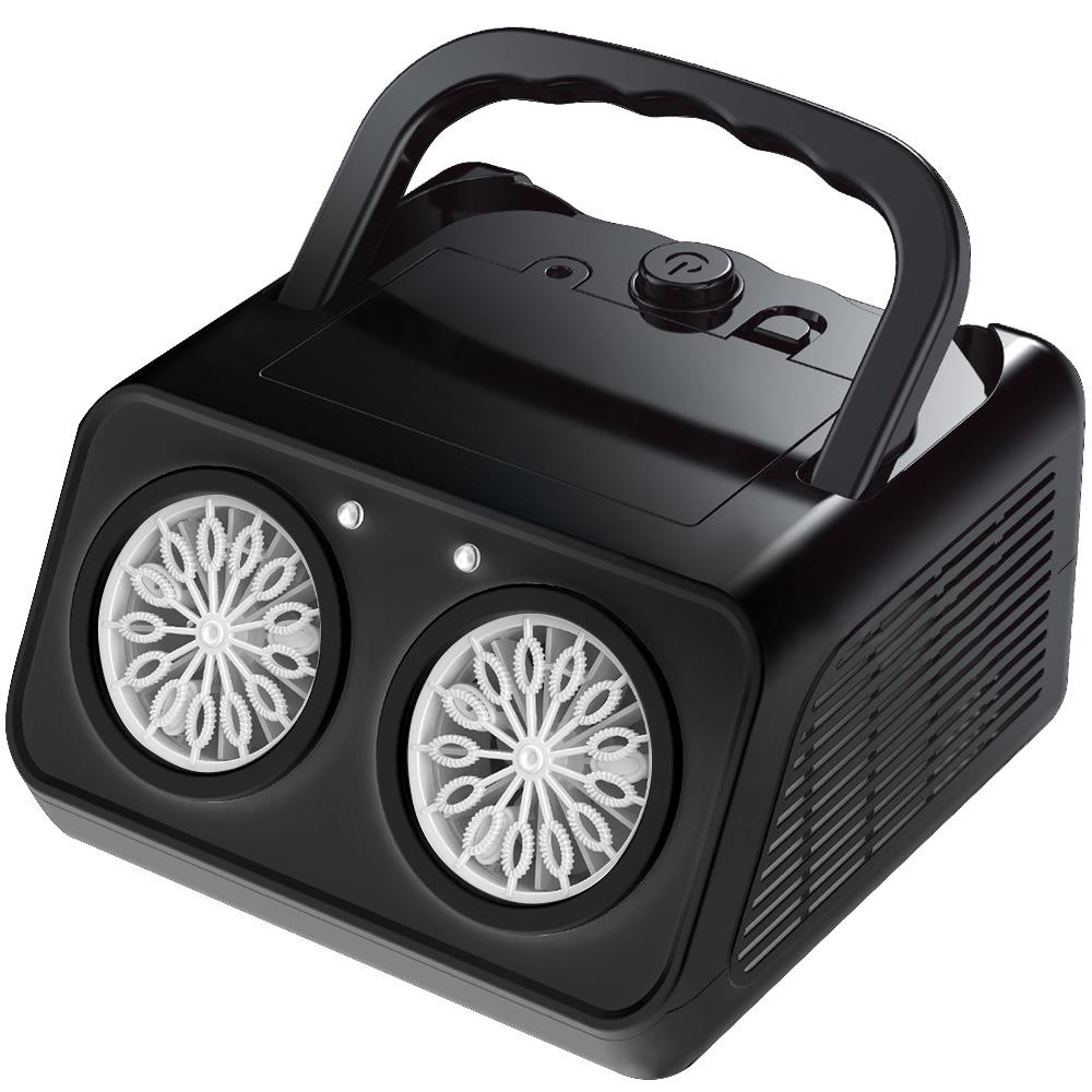 Black Dual-Fan Automatic Bubble Machine | 20,000+ Bubbles | LED Lights