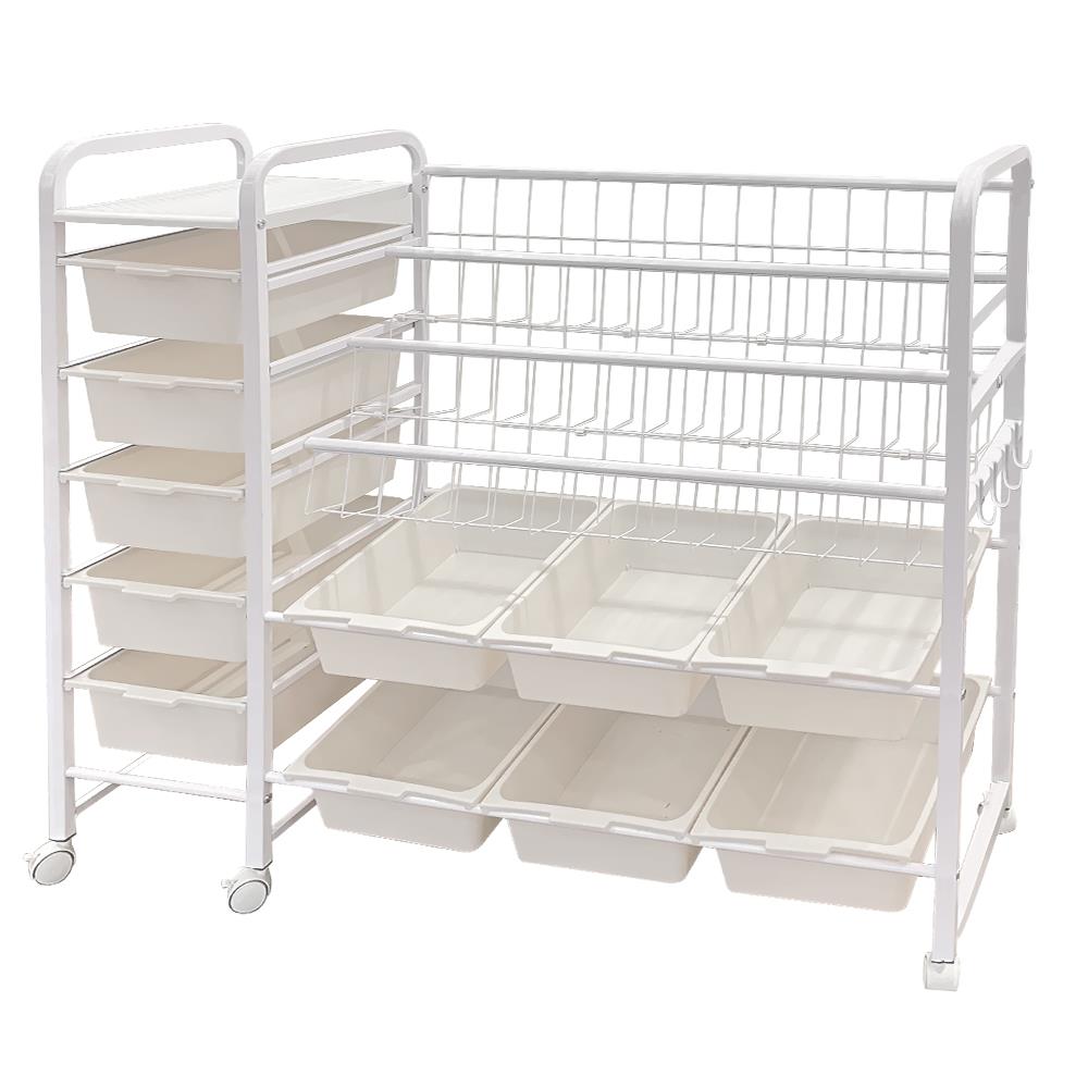 Kids Bookshelf Mobile Toy Storage Organiser Trolley Bookcase