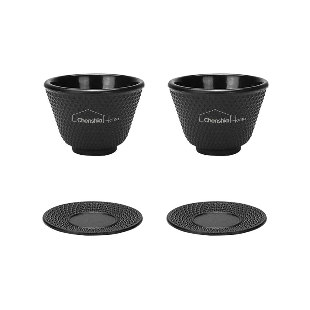 Oriental Cast Iron Tea Cup & Saucer Set