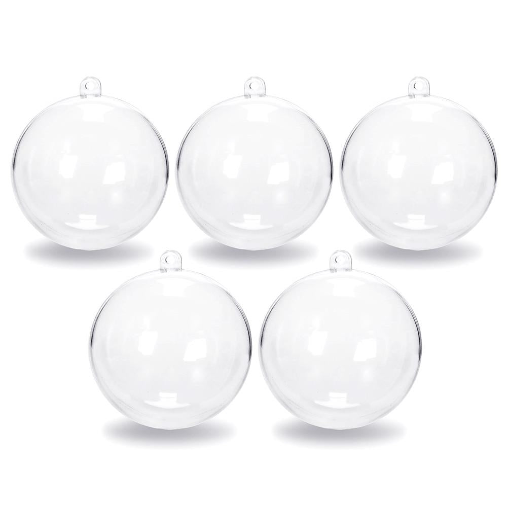 Clear Transparent Christmas Tree Baubles | Set of 5 | 9 cm