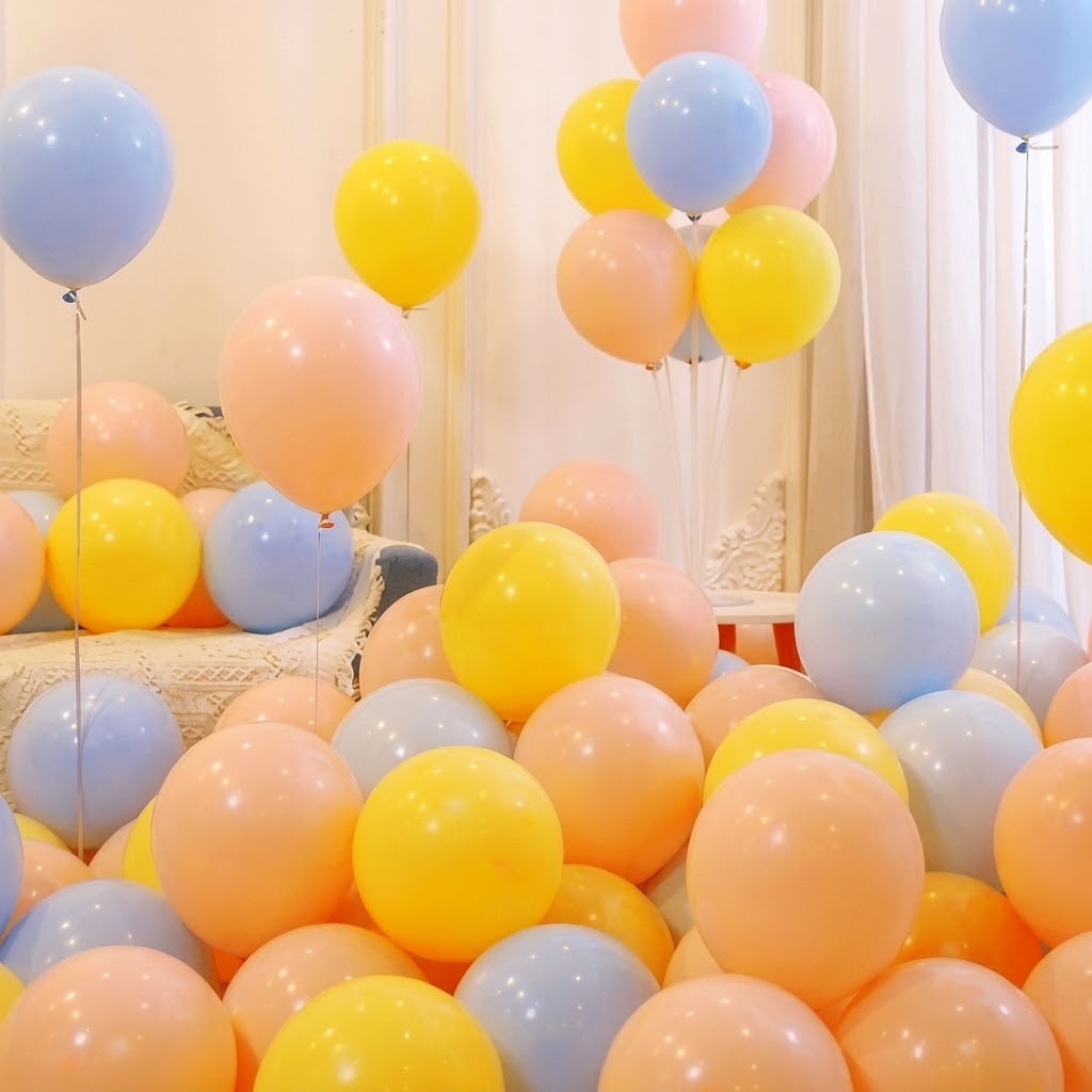 Pastel Latex Party Balloons with Inflator - Pack of 100