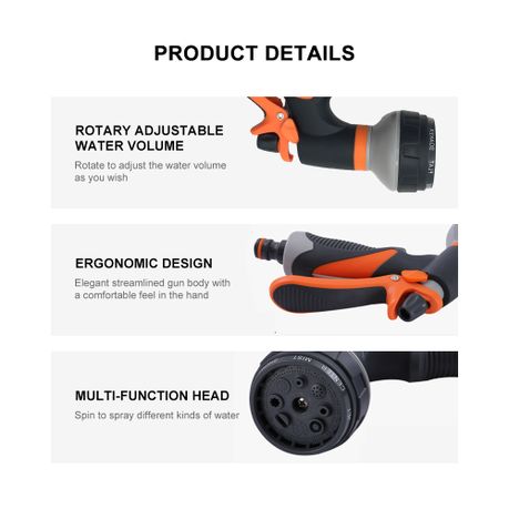 Garden Hose Nozzle High Pressure Water Spray Gun Attachment Set