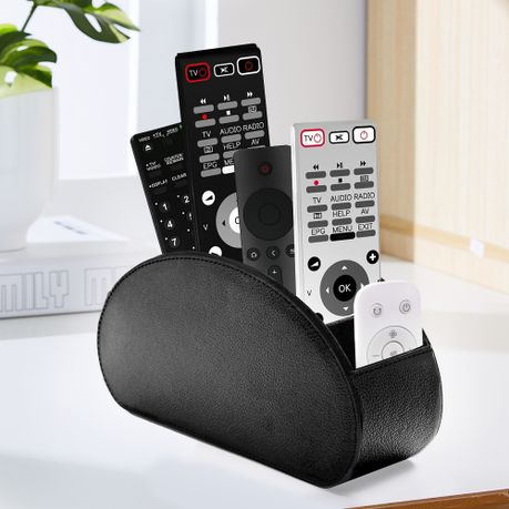 5 Compartment Desktop Organizer - Faux Leather Remote Control Holder