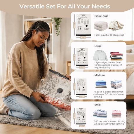 12 Pack Vacuum Storage Bags with Electric Pump