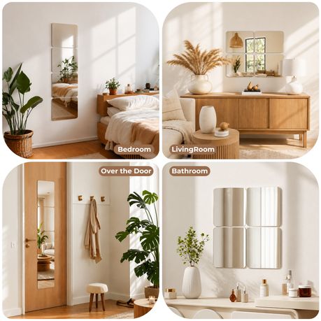 4pc Acrylic Mirror Tiles Peel and Stick
