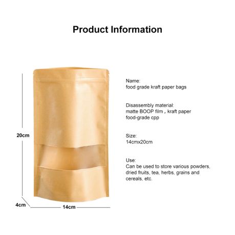Kraft Paper Window Bags - 50-Pack