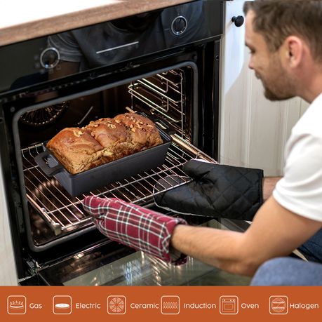Chenshia 2.6L Cast Iron Baking Pan Banana Loaf Bread Baking Pan & 2.3L Lid