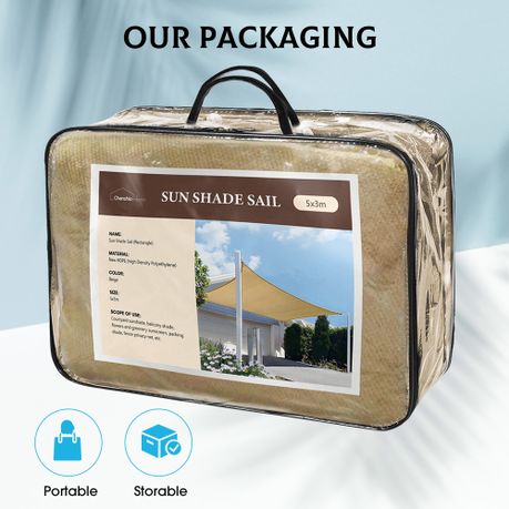 Sun Shade Sail UV Block - 5x3m Square