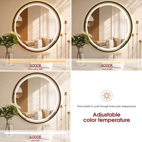 LED Bathroom Mirror Anti Fog Smart Illuminated 3 Color - Round